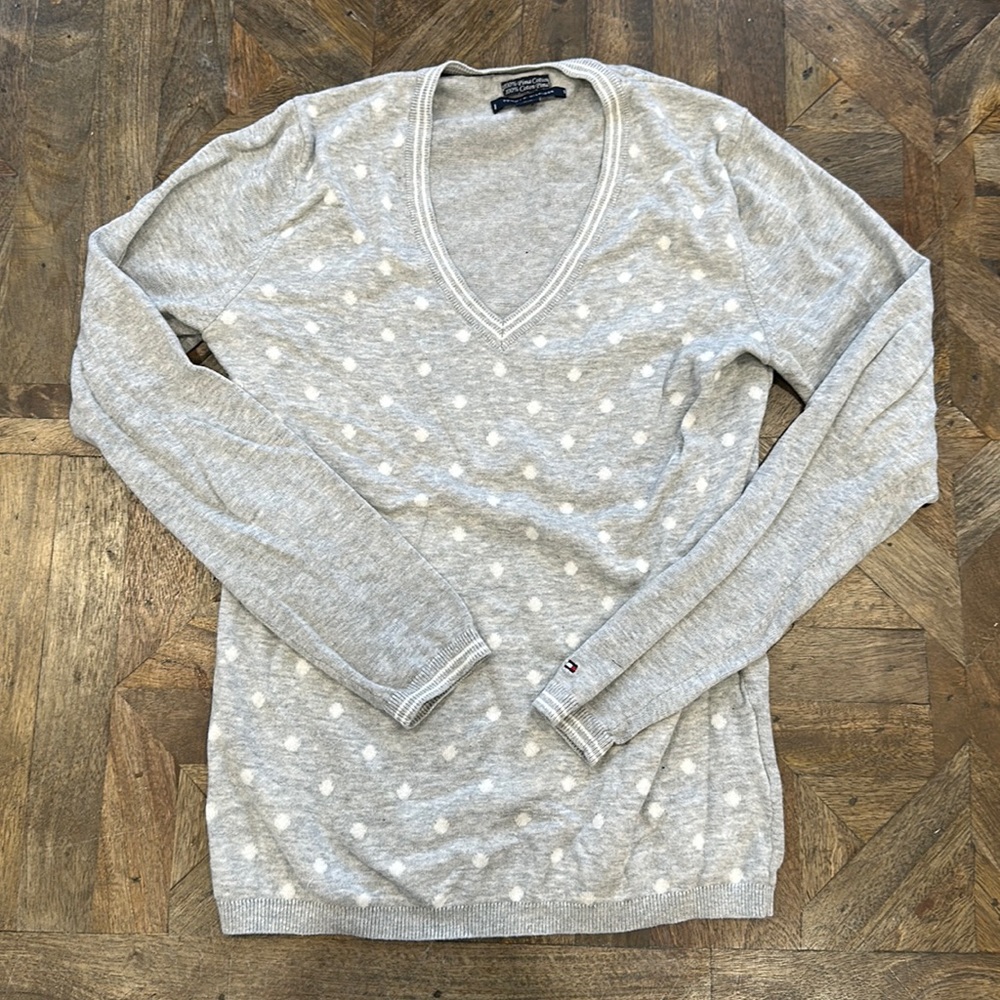 Tommy Hilfiger | Polka Dot | Gray Sweater Top | Size S